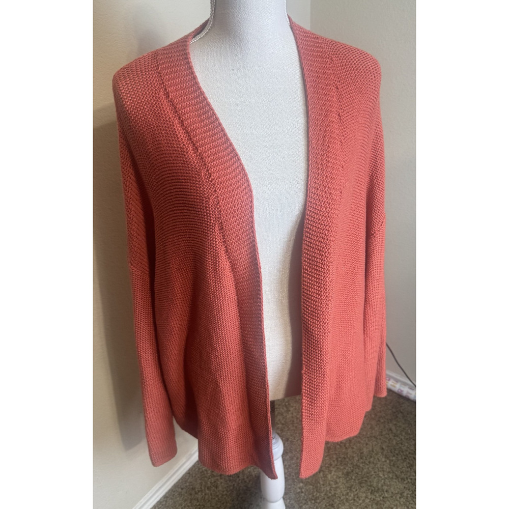 Old Navy Coral red Cardigan open front boyfriend Grab & Go cotton blend sz XL